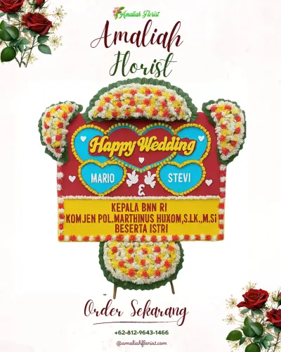 Karangan Papan Bunga Pernikahan di Gondang